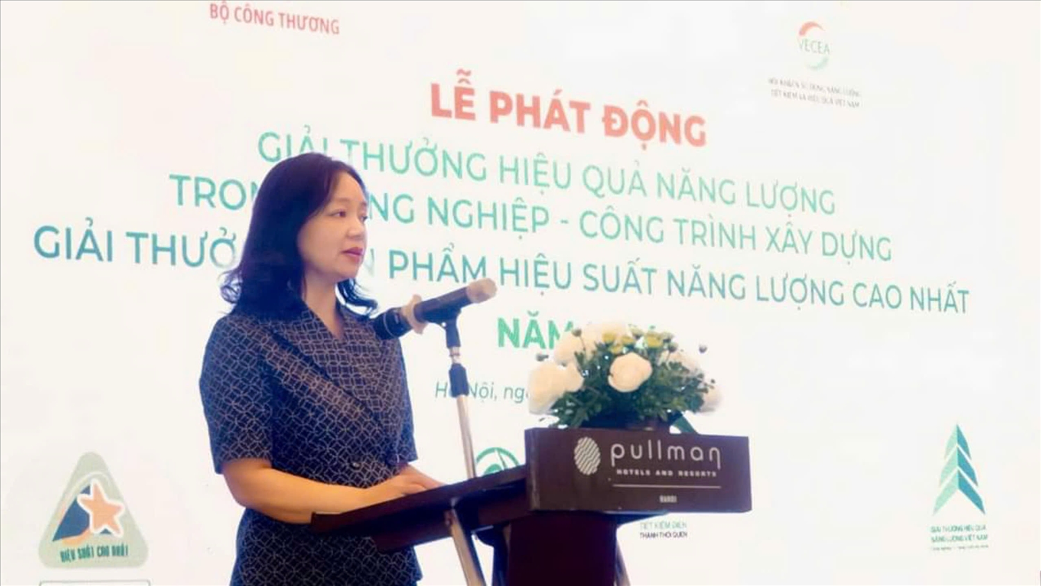 Bà Nguyễn Thị Lâm Giang, Vụ trưởng Vụ Tiết kiệm năng lượng và Phát triển bền vững, phát biểu tại buổi lễ