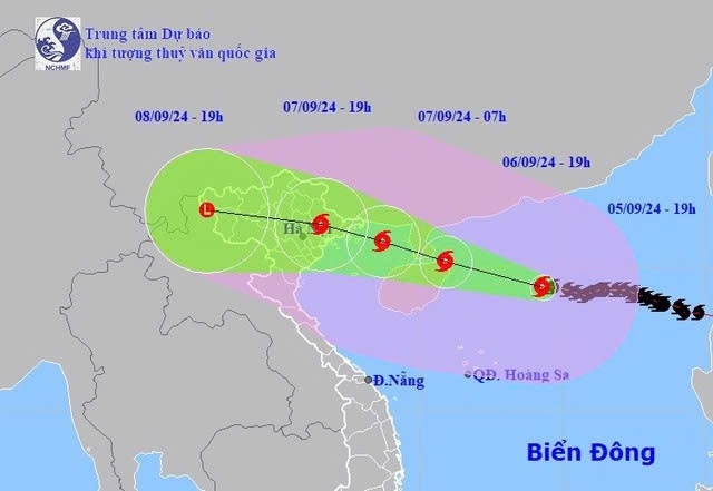 Dự báo vị trí và đường đi của Bão số 3 (YAGI)