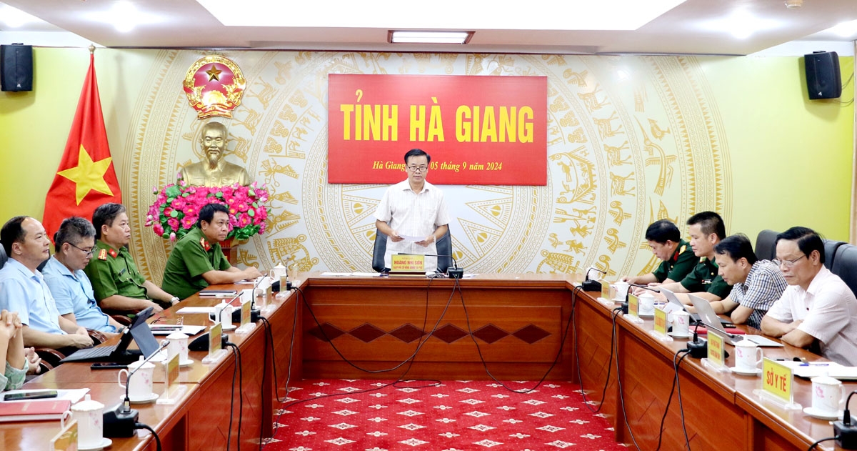 Tỉnh Hà Giang tổ chức họp trực tuyến với các tỉnh, thành phố về việc triển khai công tác ứng phó với cơn bão số 3