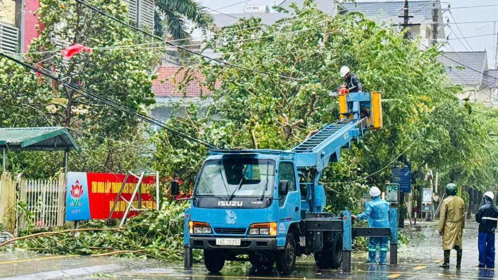 Lực lượng chức năng dọn dẹp cây cối ngã đổ