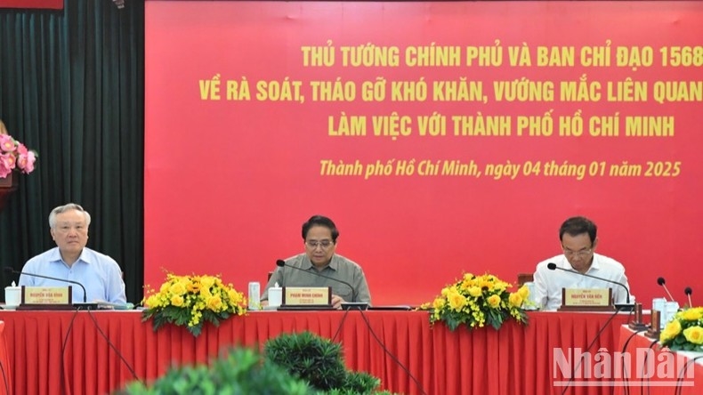 Thủ tướng Phạm Minh Chính chủ trì cuộc làm việc (Ảnh: THANH GIANG).