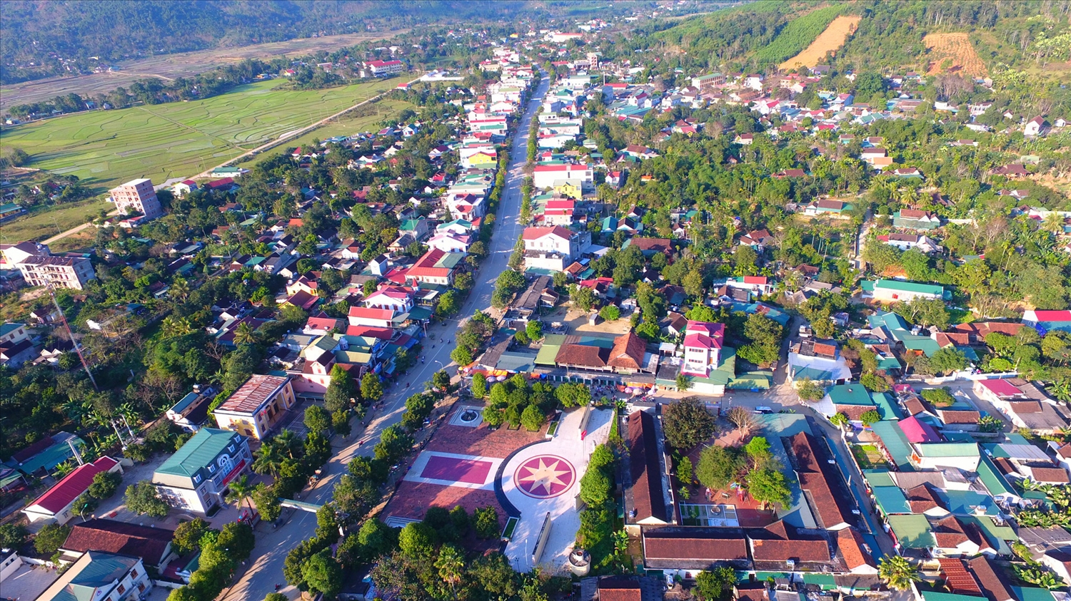 Thị trấn Kim Sơn huyện Quế Phong nhìn từ trên cao