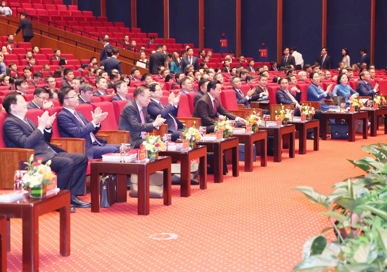 Các đồng chí lãnh đạo Chính phủ, các bộ, ngành và các đại biểu tham dự Đại hội - Ảnh; VGP/Nhật Bắc