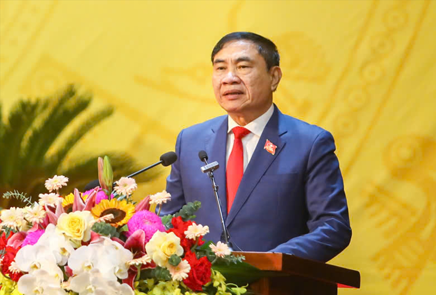 Ông Trần Quốc Cường - Bí thư Tỉnh ủy Điện Biên phát biểu khai mạc Đại hội