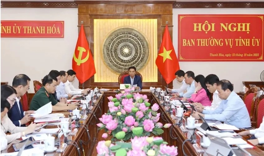 Toàn cảnh Hội nghị Ban thường vụ Tỉnh ủy tỉnh Thanh Hóa chiều 23/10