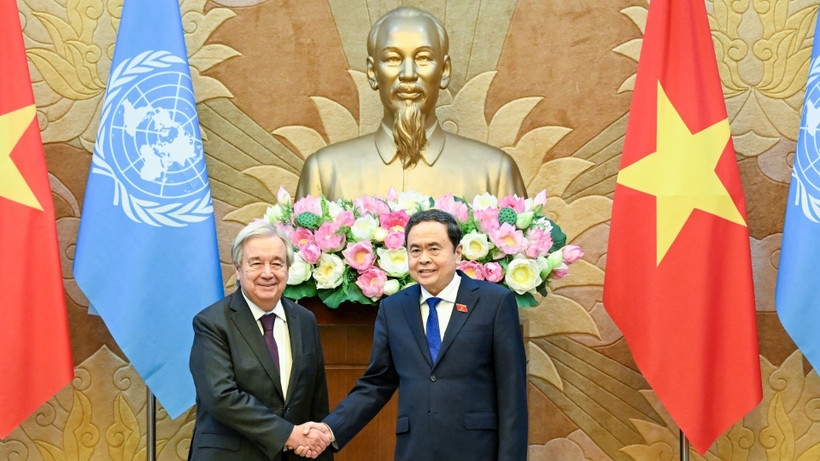 Chủ tịch Quốc hội Trần Thanh Mẫn và Tổng Thư ký Liên hợp quốc Antonio Guterres. (Ảnh: DUY LINH) Chủ tịch Quốc hội Trần Thanh Mẫn và Tổng Thư ký Liên hợp quốc Antonio Guterres. (Ảnh: DUY LINH)