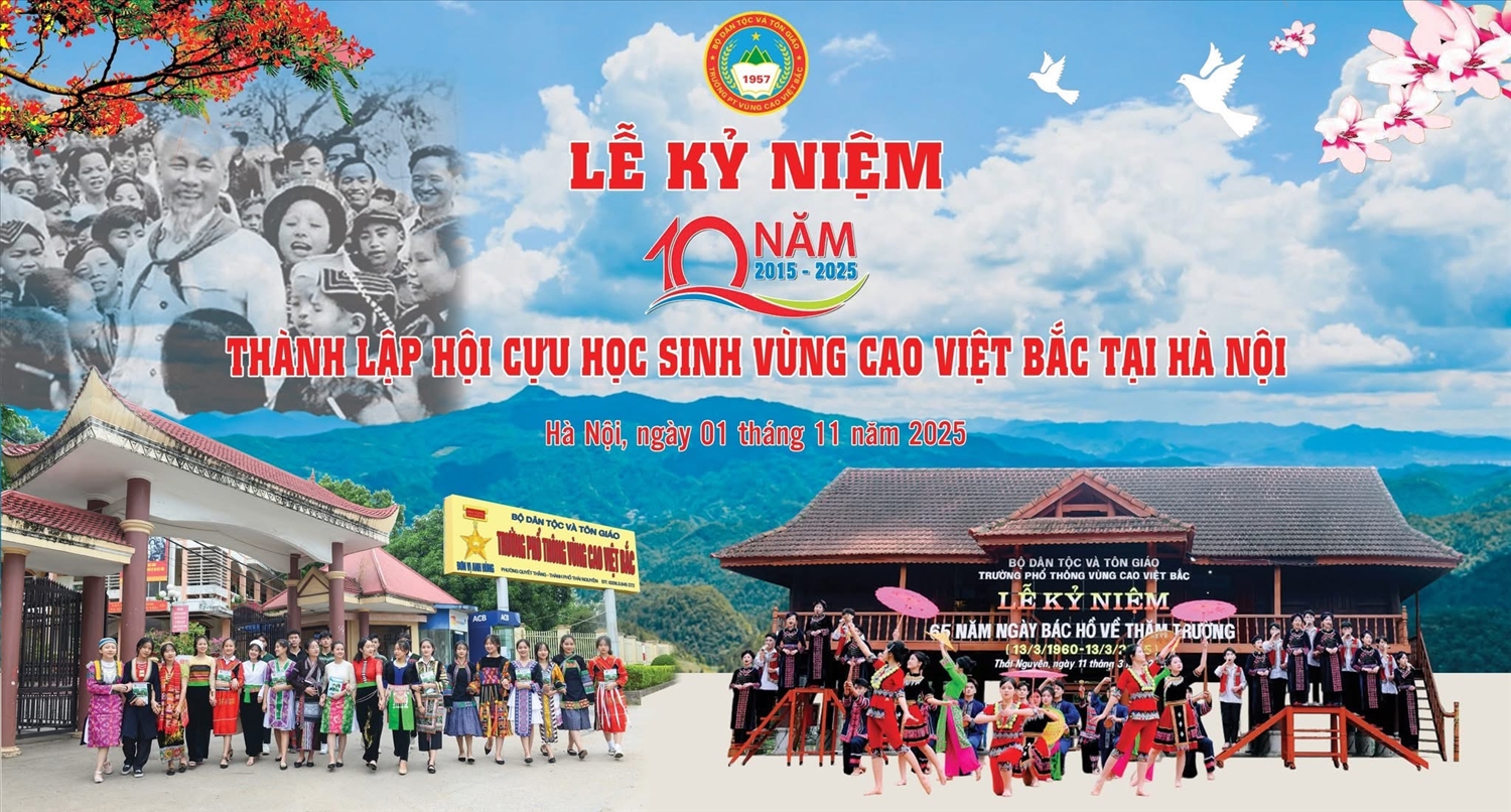 Năm 2025 đánh dấu chặng đường 10 năm hình thành và phát triển của Hội Cựu học sinh Trường Phổ thông Vùng cao Việt Bắc