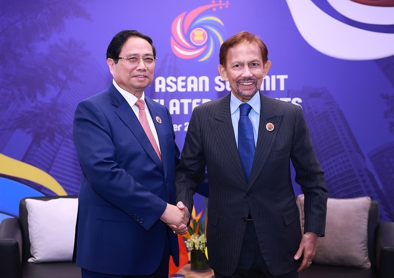 Thủ tướng Chính phủ Phạm Minh Chính hội kiến Quốc vương Brunei Darussalam Sultan Haji Hassanal Bolkiah- Ảnh: VGP/Nhật Bắc Thủ tướng Chính phủ Phạm Minh Chính hội kiến Quốc vương Brunei Darussalam Sultan Haji Hassanal Bolkiah- Ảnh: VGP/Nhật Bắc