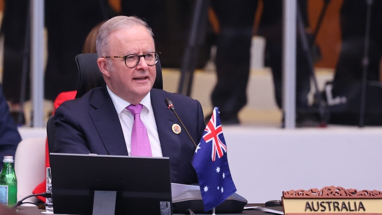 Thủ tướng Australia Anthony Albanese phát biểu ý kiến tại hội nghị. (Ảnh: VGP/Nhật Bắc) Thủ tướng Australia Anthony Albanese phát biểu ý kiến tại hội nghị. (Ảnh: VGP/Nhật Bắc)