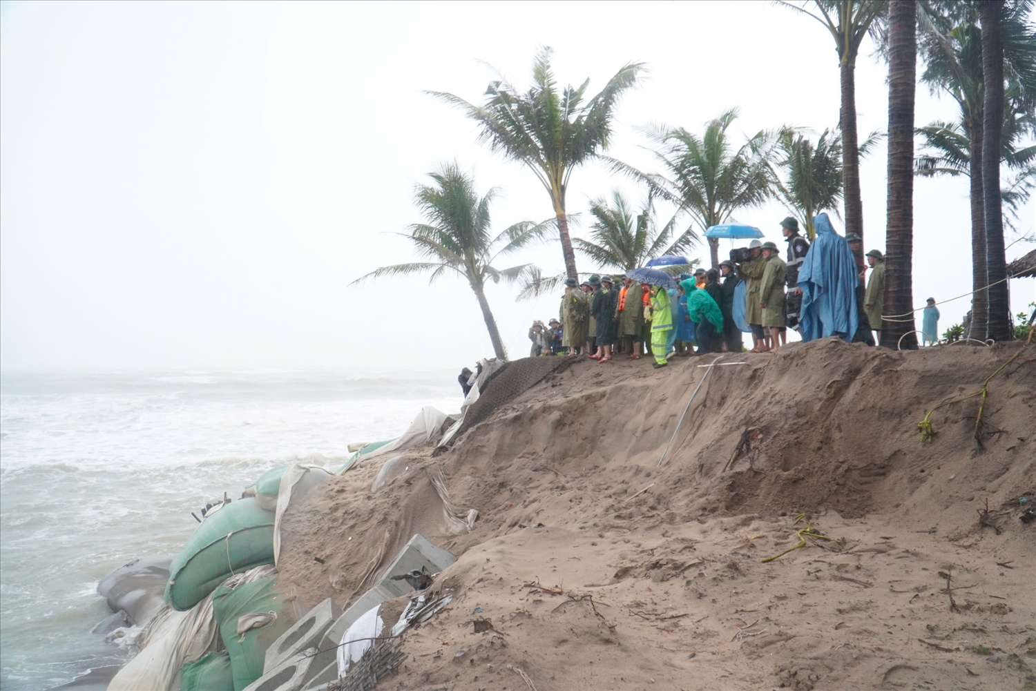 Đoàn công tác kiểm tra tình trạng sạt lở bờ biển Hội An Tây. (Ảnh Thi Thi) Đoàn công tác kiểm tra tình trạng sạt lở bờ biển Hội An Tây. (Ảnh Thi Thi)