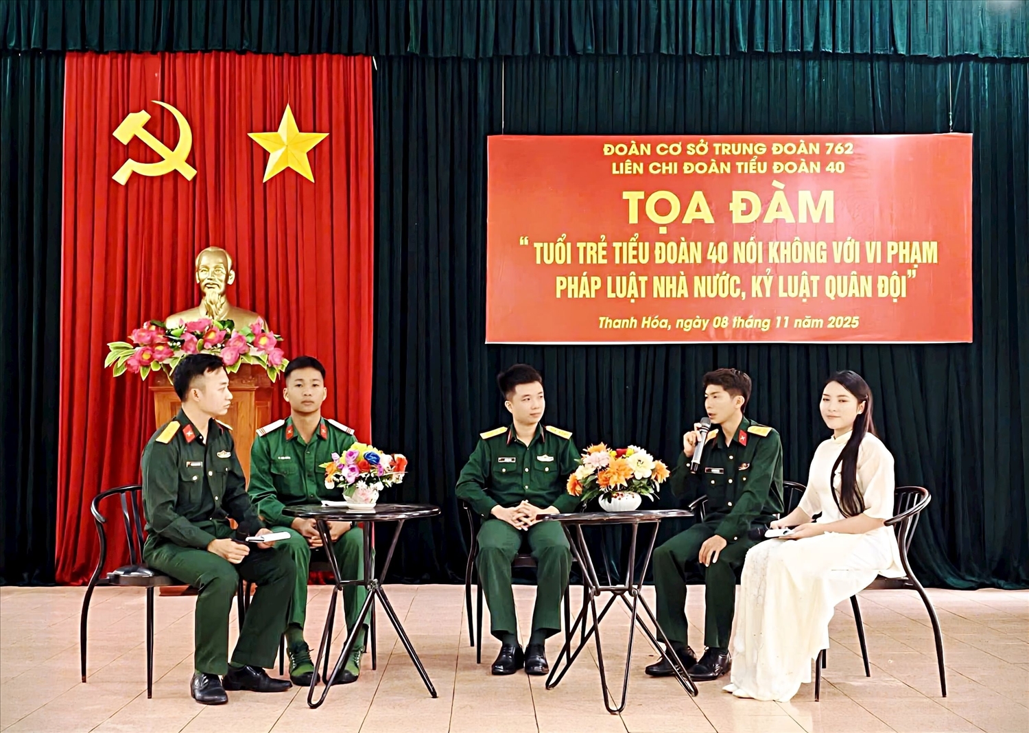 Liên Chi đoàn Tiểu đoàn 40 tổ chức tọa đàm với chủ đề: Tuổi trẻ Tiểu đoàn 40 nói không với vi phạm pháp luật Nhà nước, kỷ luật Quân đội