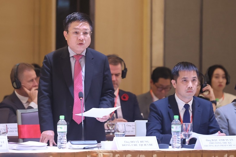 Ông Hồ Sĩ Hùng, đồng Chủ tịch Diễn đàn Doanh nghiệp Việt Nam phát biểu - Ảnh: VGP/Nhật Bắc