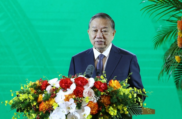 Tổng Bí thư Tô Lâm phát biểu tại lễ kỷ niệm 80 năm ngành Nông nghiệp và Môi trường (Ảnh IT)