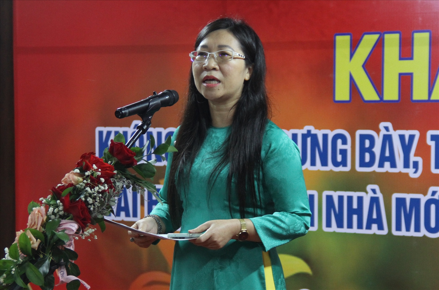 Giám đốc Bảo tàng Đắk Lắk Võ Thị Phượng phát biểu khai mạc