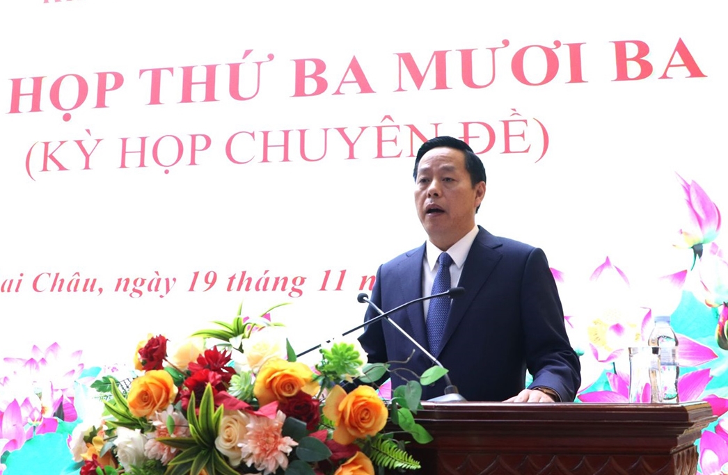 Ông Hà Quang Trung phát biểu nhận nhiệm vụ. (Ảnh: Trọng Bảo)