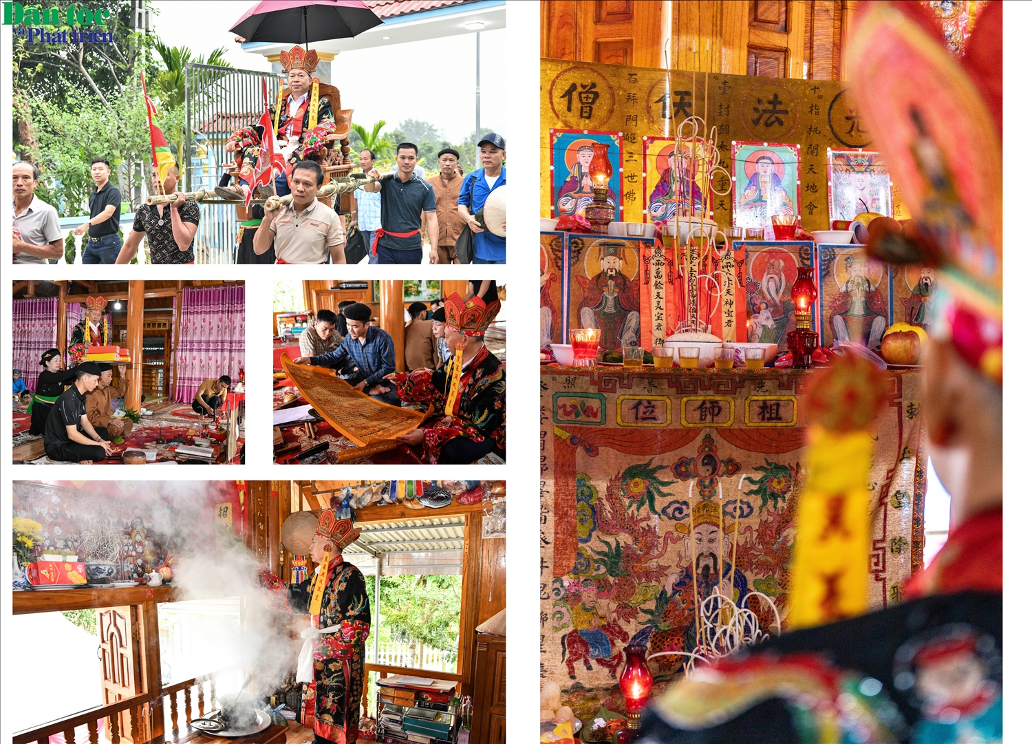 Buổi lễ bắt đầu bằng nghi thức dâng rượu lên Ngọc Hoàng, các vị thánh thần, tổ tiên và dòng họ. Tiếp đó là lễ khai quang, xin quẻ âm dương để cầu cho mọi việc hanh thông, thuận lợi.