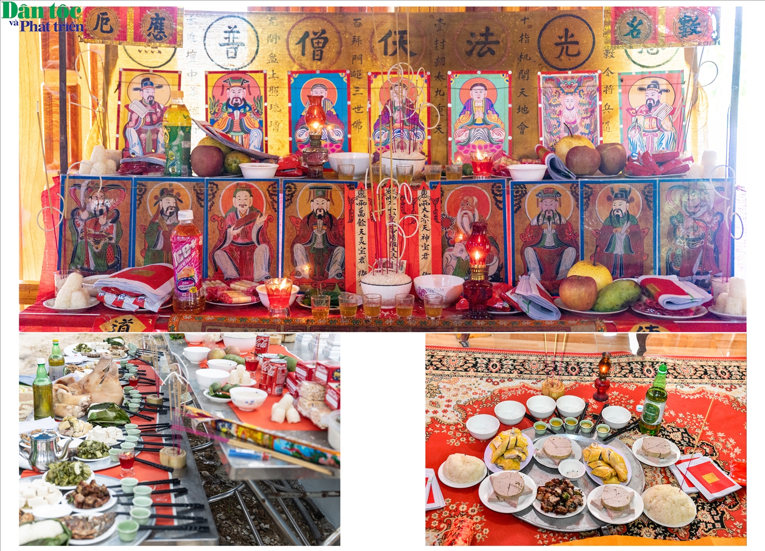 Mâm lễ gồm rượu, vàng hương, hoa quả, xôi và các món mặn. Mỗi lễ vật đều được chuẩn bị chu đáo, thể hiện lòng thành kính và tấm lòng hướng về tổ tiên.