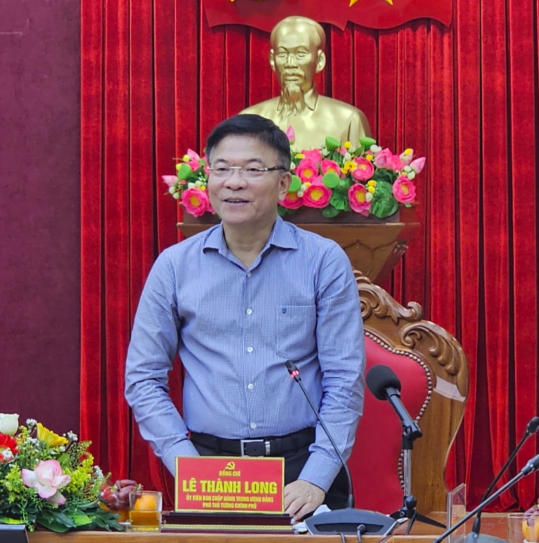 Phó Thủ tướng Chính phủ Lê Thành Long phát biểu tại buổi làm việc với lãnh đạo tỉnh Gia Lai. (Ảnh: T.N)