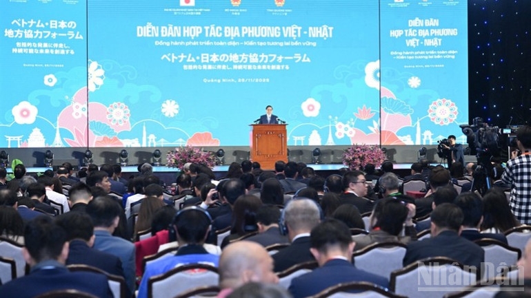 Quang cảnh Diễn đàn Hợp tác địa phương Việt-Nhật. (Ảnh: TRẦN HẢI)