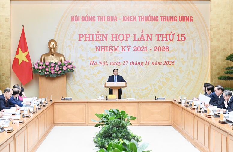 Thủ tướng Chính phủ Phạm Minh Chính, Chủ tịch Hội đồng Thi đua – Khen thưởng Trung ương nhiệm kỳ 2021-2026 (Hội đồng) chủ trì phiên họp lần thứ 15 của Hội đồng - Ảnh: VGP/Nhật Bắc