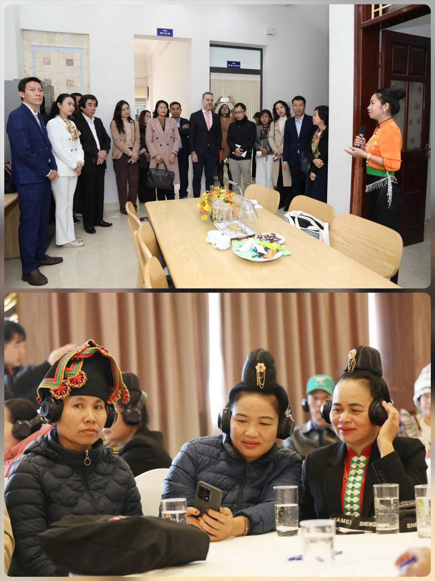 Các đại biểu dự và tham quan Ngôi nhà Ánh Dương tại tỉnh Điện Biên. Ảnh: Trung Kiên/TTXVN 