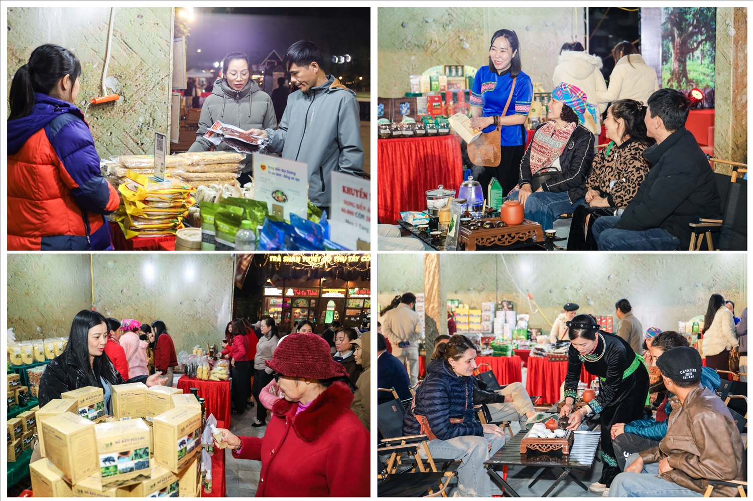 Nhân dân Tuyên Quang và du khách tham gia trải nghiệm tại Không gian trưng bày, giới thiệu sản phẩm OCOP và Không gian thưởng trà Shan tuyết