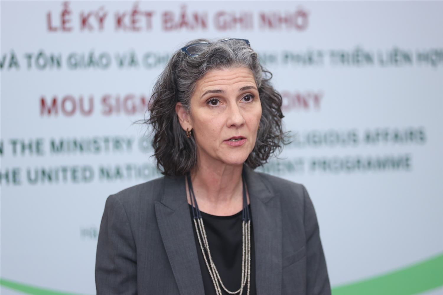 Bà Ramla Khalidi - Trưởng Đại diện Thường trú UNDP tại Việt Nam phát biểu tại buổi lễ