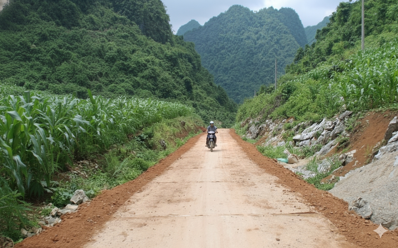 Đường vào xóm Đông Cỏ - Chàng Đỉ, xã Lũng Nặm được bê tông hóa.