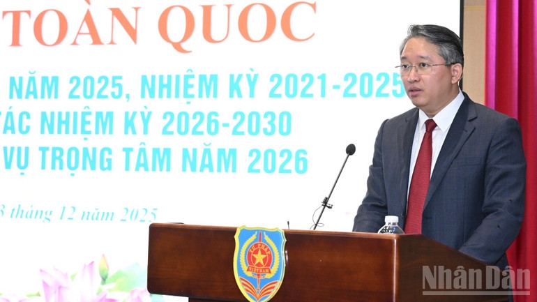 Bộ trưởng Tư pháp Nguyễn Hải Ninh phát biểu ý kiến khai mạc hội nghị. (Ảnh: Trần Hải) 