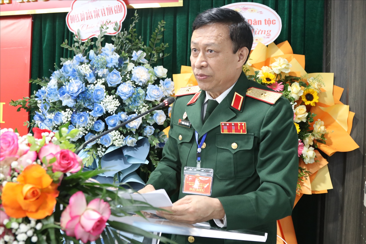 Thiếu tướng Nguyễn Tiến Thắng, Phó ban Công tác TW Hội Cựu chiến binh Việt Nam phát biểu tại Đại hội