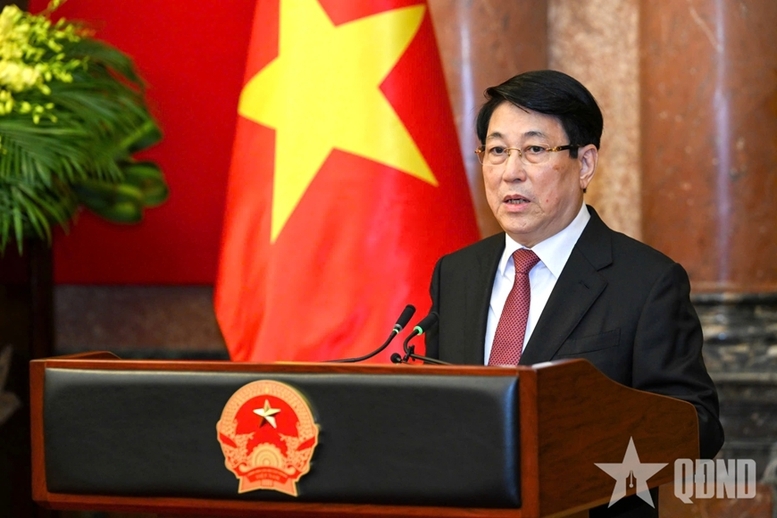 Chủ tịch nước Lương Cường phát biểu tại buổi lễ.