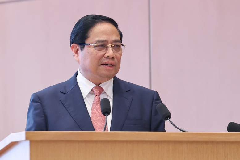 Thủ tướng nhấn mạnh các nhiệm vụ để Trung tâm tài chính quốc tế hoạt động hiệu quả, thực chất, phát huy hiệu quả - Ảnh: VGP/Nhật Bắc