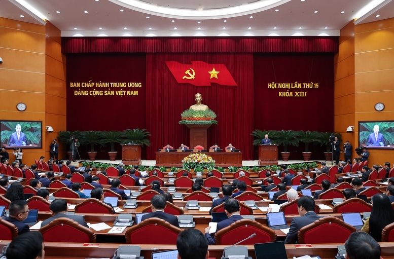 Tổng Bí thư Tô Lâm chủ trì, phát biểu khai mạc Hội nghị Trung ương 15 - Ảnh: VGP/Nhật Bắc