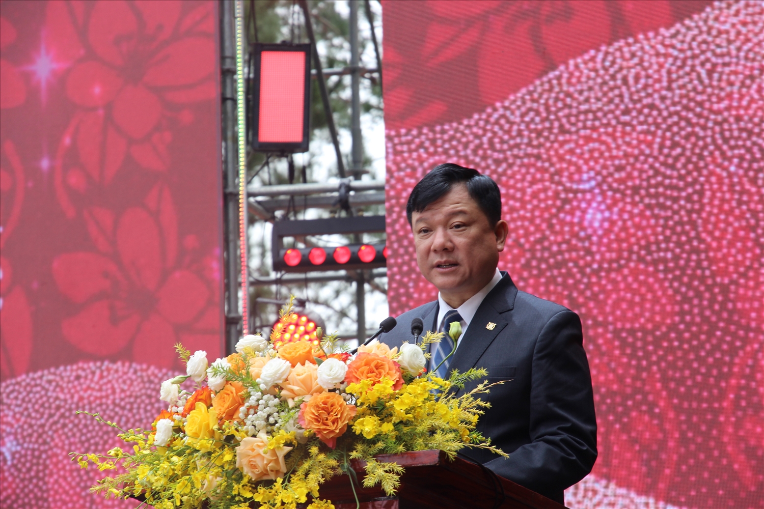 Phó Giáo sư, Tiến sỹ Hoàng Văn Hùng, Giám đốc Đại học Thái Nguyên phát biểu tại buổi lễ (ảnh Trọng Bảo)