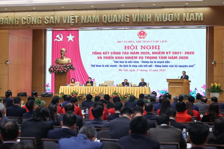 Thủ tướng nhấn mạnh 9 điểm sáng nổi bật của Bộ và ngành văn hóa, thể thao và du lịch - Ảnh: VGP/Nhật Bắc