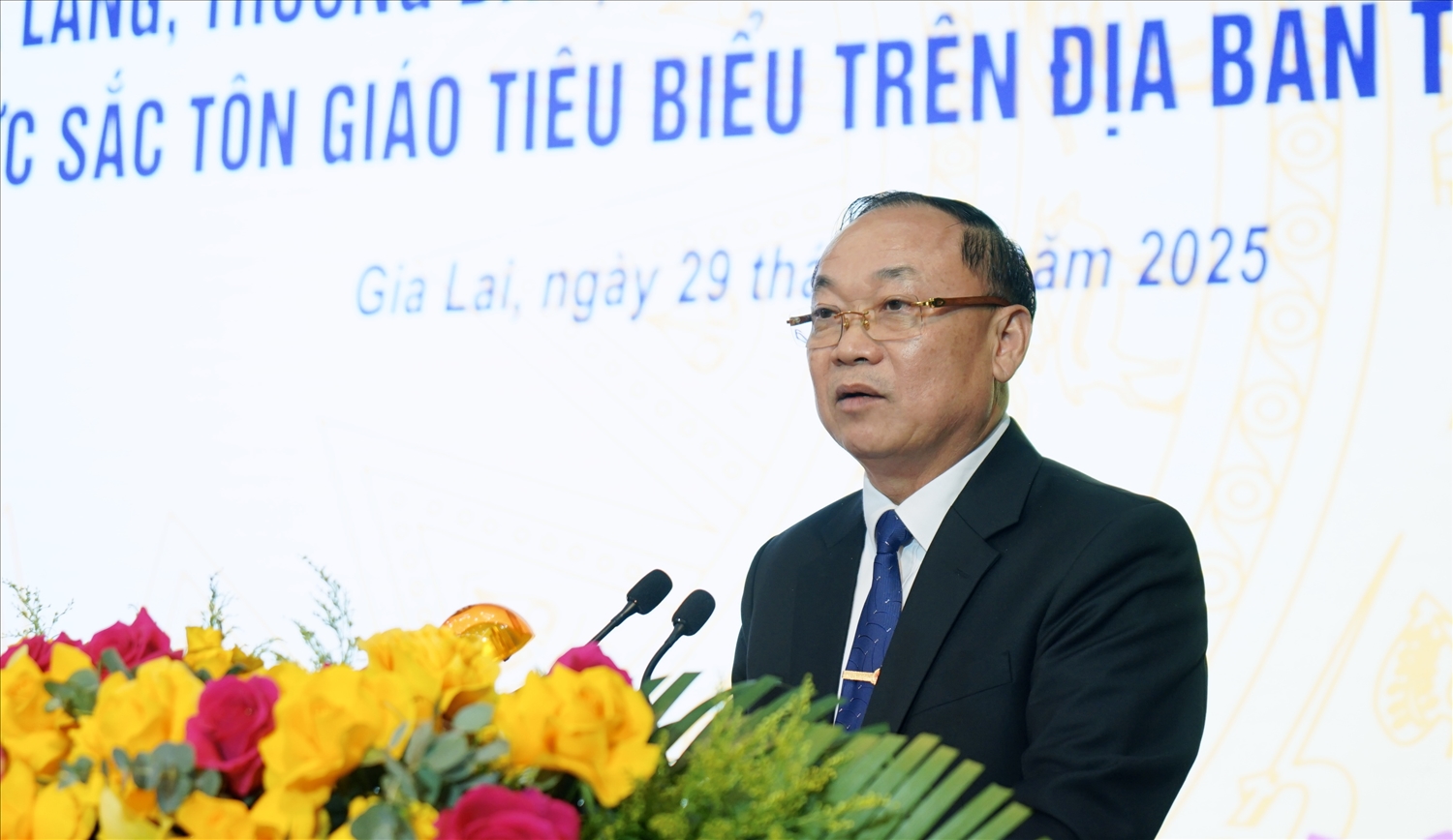 Bí thư Tỉnh ủy Gia Lai Thái Đại Ngọc phát biểu tại buổi gặp mặt