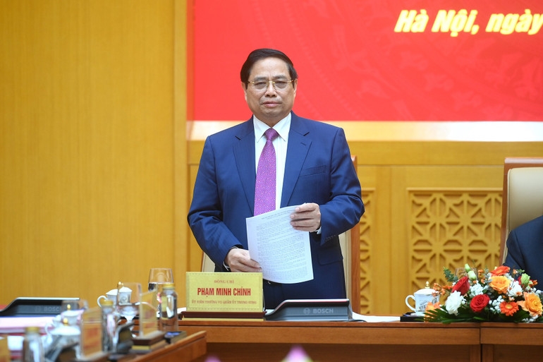 Thủ tướng Chính phủ Phạm Minh Chính phát biểu tại hội nghị. (Ảnh: ĐĂNG KHOA)