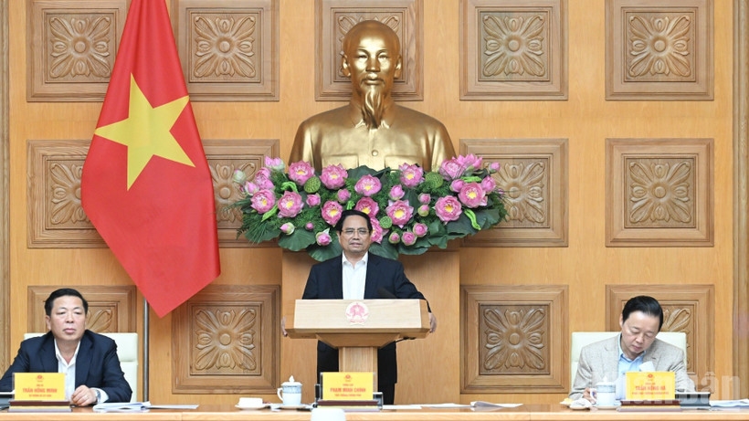 Thủ tướng Chính phủ Phạm Minh Chính chủ trì Phiên họp thứ 22 của Ban Chỉ đạo Nhà nước về các dự án, công trình giao thông trọng điểm. (Ảnh: Trần Hải)