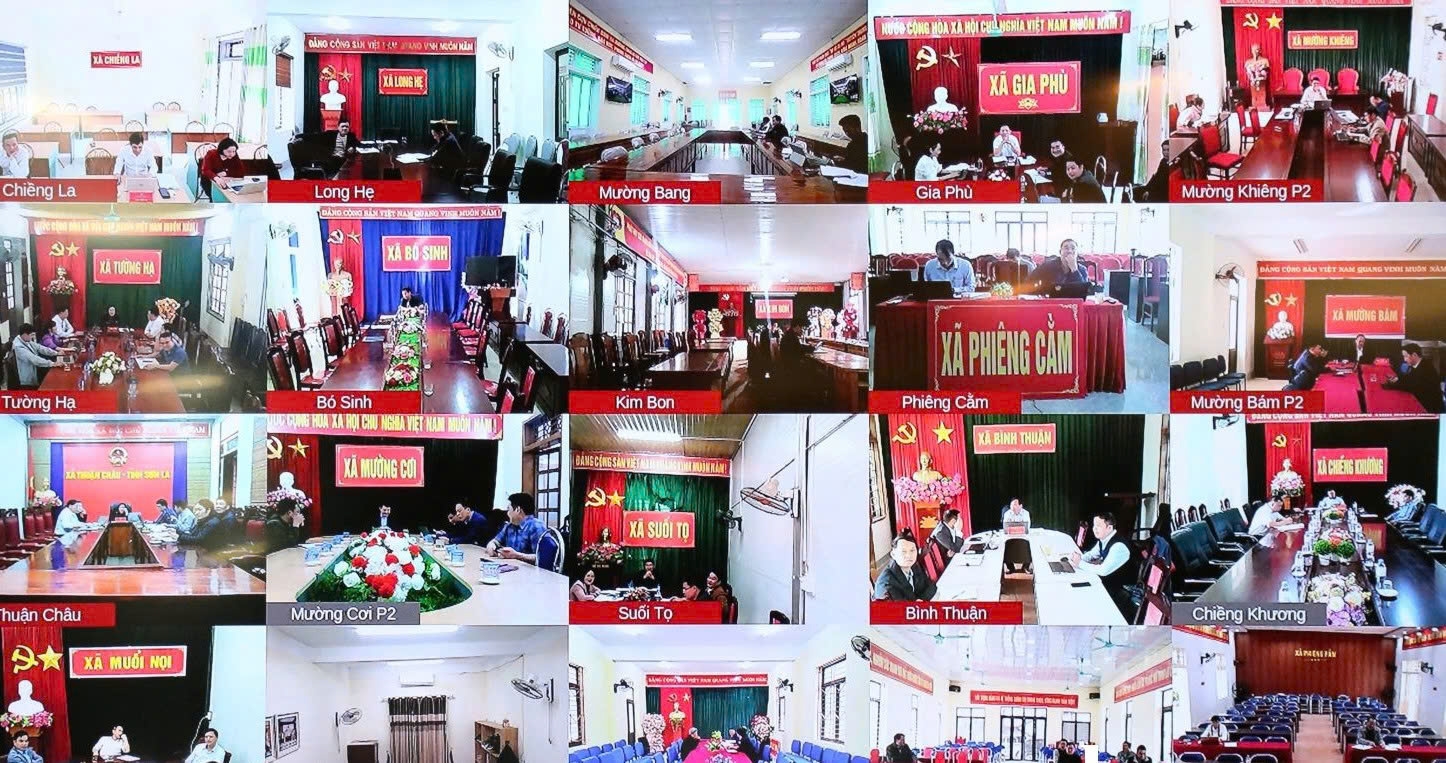 Cuộc họp ngày 3/12 tổ chức trực tuyến đến 75 xã phường trên địa bàn tỉnh Sơn La.