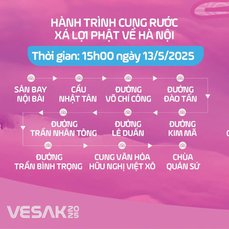Hành trình trình cung rước Xá lợi Phật về Hà Nội. (Ảnh: BTC)