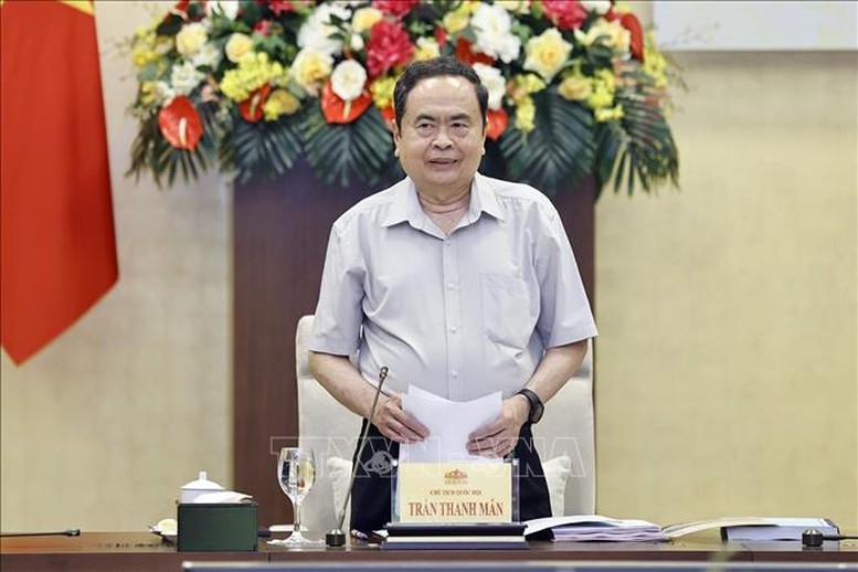 Chủ tịch Quốc hội Trần Thanh Mẫn: Tránh tư tưởng cục bộ địa phương trong giới thiệu nhân sự sau sắp xếp. Ảnh: TTXVN