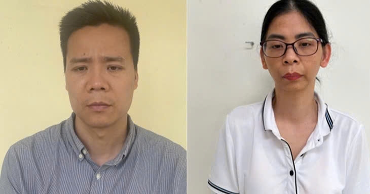 Bị can Nguyễn Năng Mạnh và Phạm Thị Hường - Ảnh: Công an cung cấp