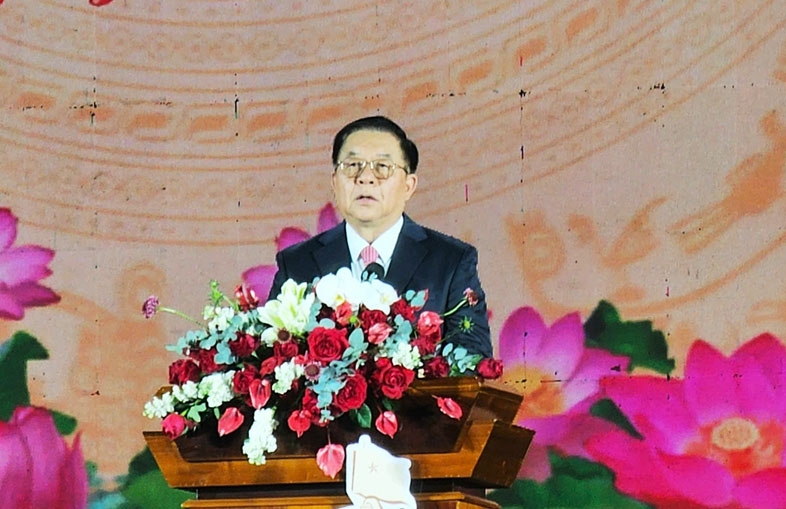 Nguyễn Trọng Nghĩa - Ủy viên Bộ Chính trị, Bí thư Trung ương Đảng, Trưởng Ban Tuyên giáo và Dân vận Trung ương, phát biểu tại buổi Lễ kỷ niệm