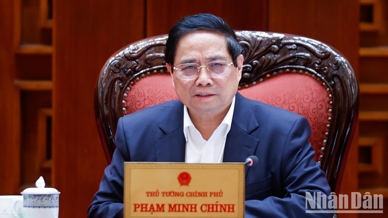 Thủ tướng Phạm Minh Chính phát biểu ý kiến tại cuộc họp (Ảnh: TRẦN HẢI).