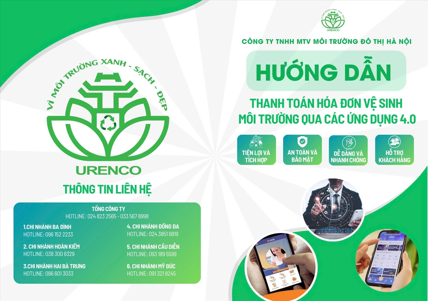 Công ty Môi trường đô thị Hà Nội đã bắt đầu triển khai công tác thu giá dịch vụ VSMT qua các ứng dụng thanh toán điện tử từ năm 2022