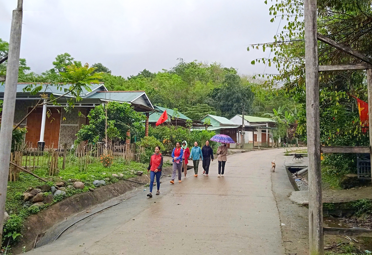 Con đường bê tông đã giúp cho việc đi lại, giao thương hàng hóa và con em trong thôn 2 đi học nhất là mùa mưa được thuận lợi