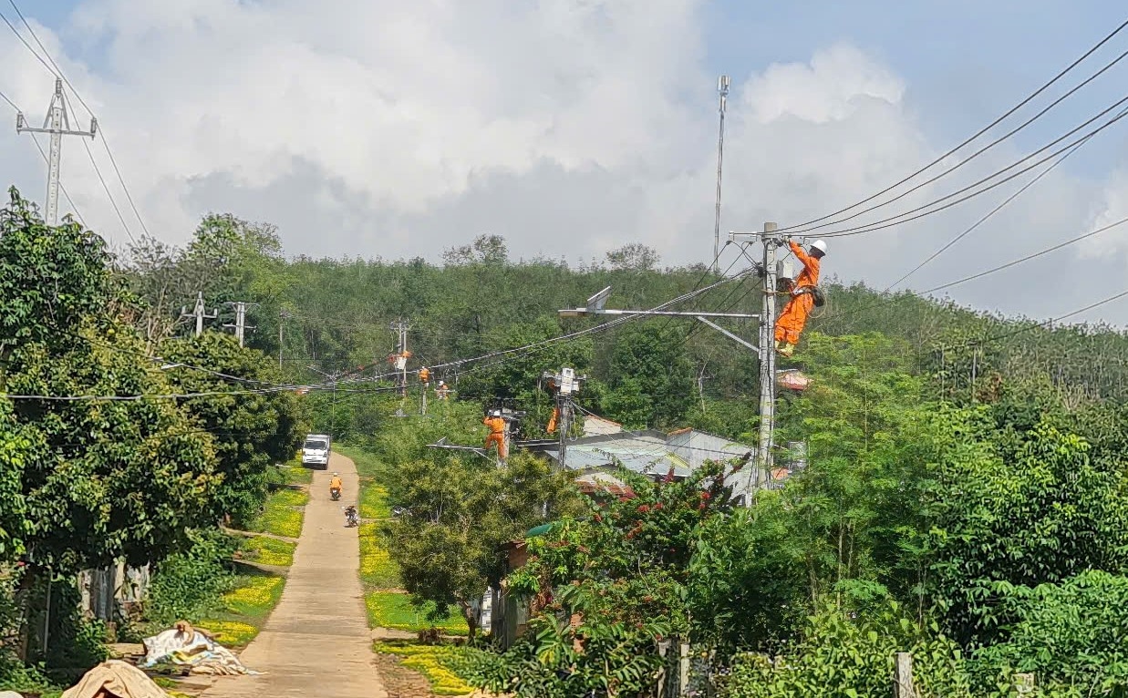 Điện lực Sa Thầy thi công công trình sửa chữa lớn đường dây hạ thế khu vực huyện Sa Thầy năm 2025