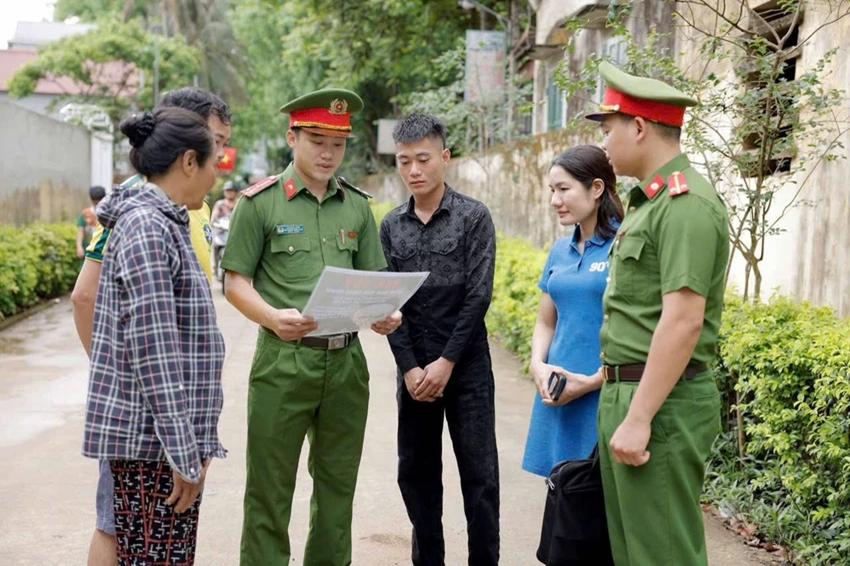 Lực lượng công an cấp xã bám địa bàn trong kì nghỉ lễ. Ảnh: Công an Thanh Hóa