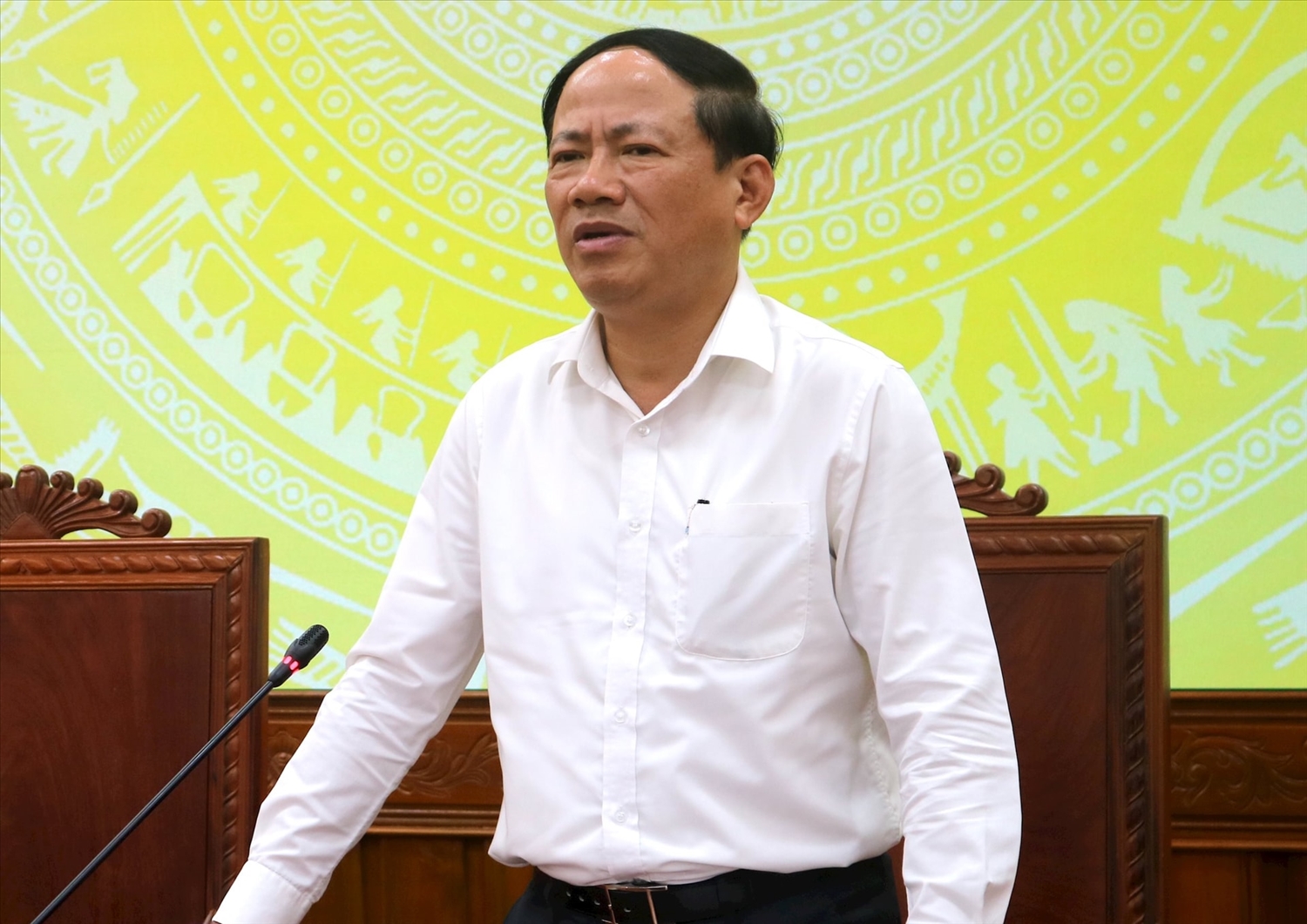 Ông Phạm Anh Tuấn, Chủ tịch UBND tỉnh Bình Định phát biểu tại cuộc họp
