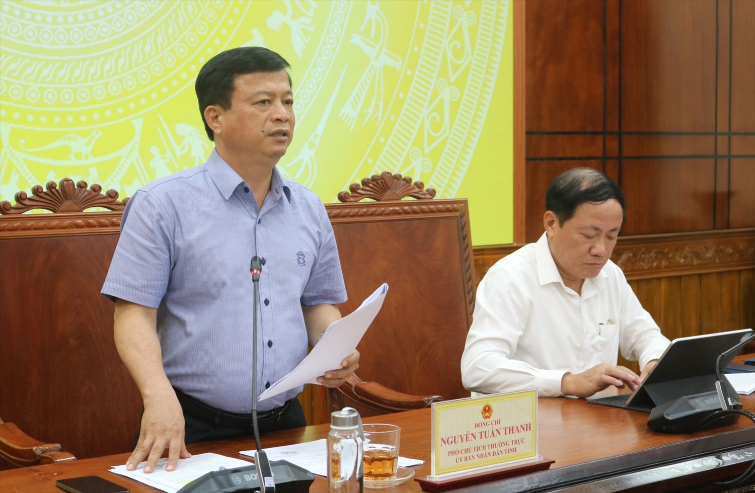 Ông Nguyễn Tuấn Thanh, Phó Chủ tịch Thường trực UBND tỉnh BÌnh Định phát biểu tại cuộc họp